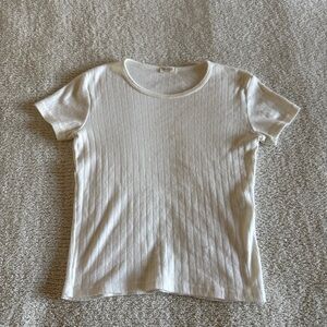 Brandy Melville Cream Ribbed Crop Top